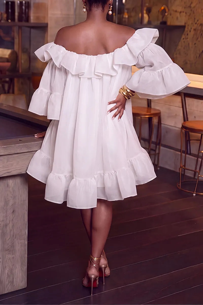 Women's Elegant Off Shoulder Ruffled Mini Dress