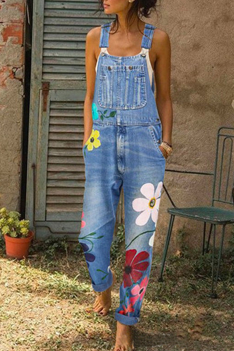 Women's Versatile Loose Fit Printed Jumpsuit
