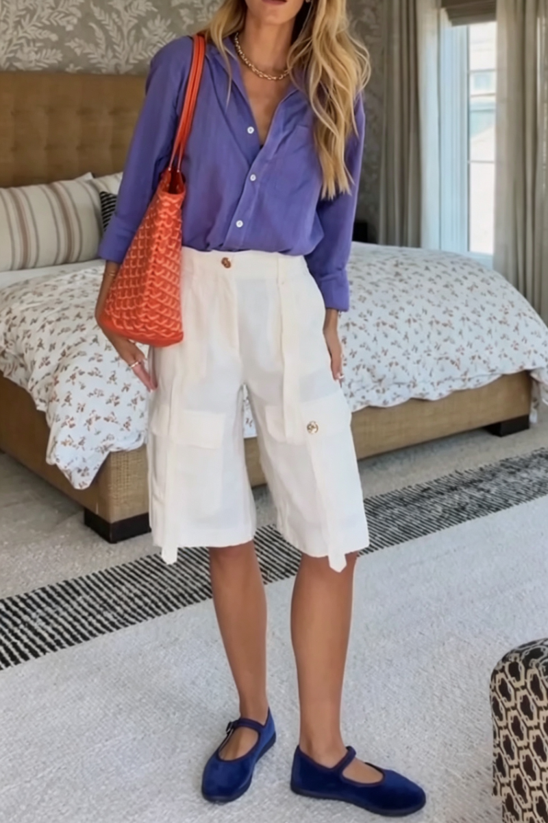 Women's Collar Shirt or Patchwork Pocket Pants