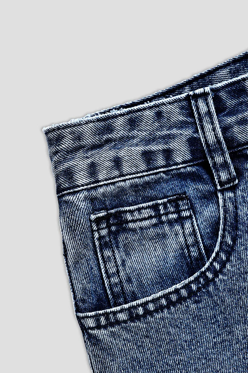 Casual Star Fringe Straight Leg Washed Jeans