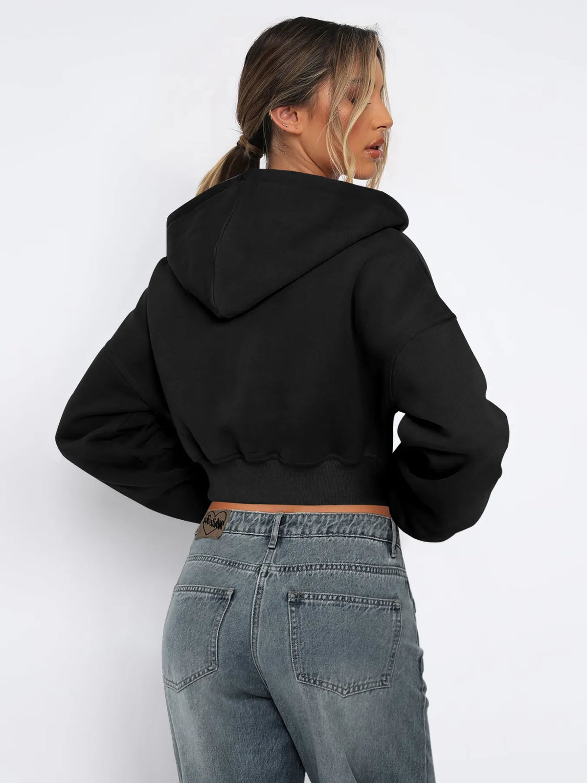 Casual Warm Short Fleece Hoodie Sweatshirt Jacket