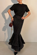 Women's Elegant Mermaid Double-Layer Hem Polka Dot Skirt