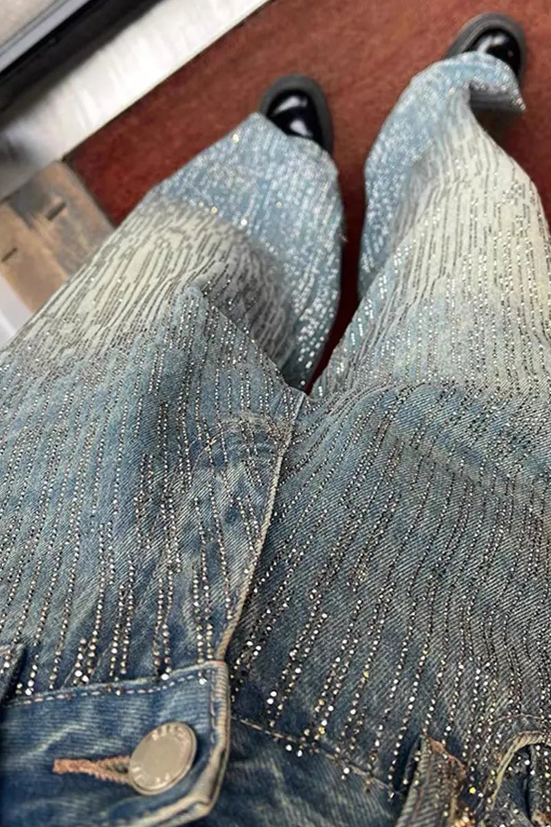 Women's Rhinestone-Embellished Relaxed-Fit Jeans