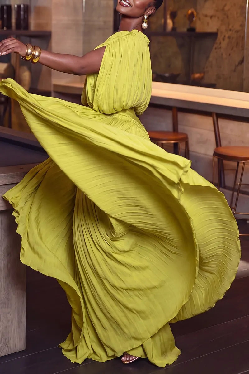 Women's Elegant Loose Pleated Full-Skirt Maxi Dress
