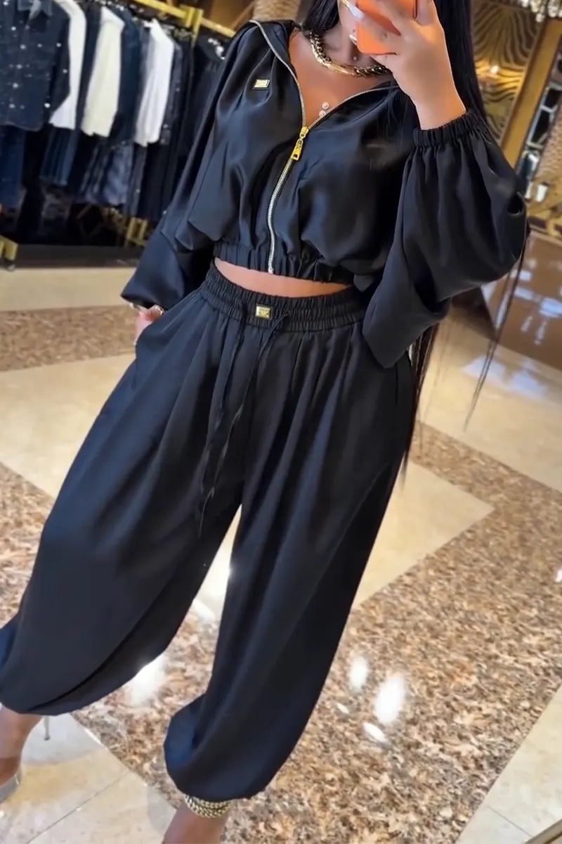 Women's Collar Jacket+ Pants Casual Suit