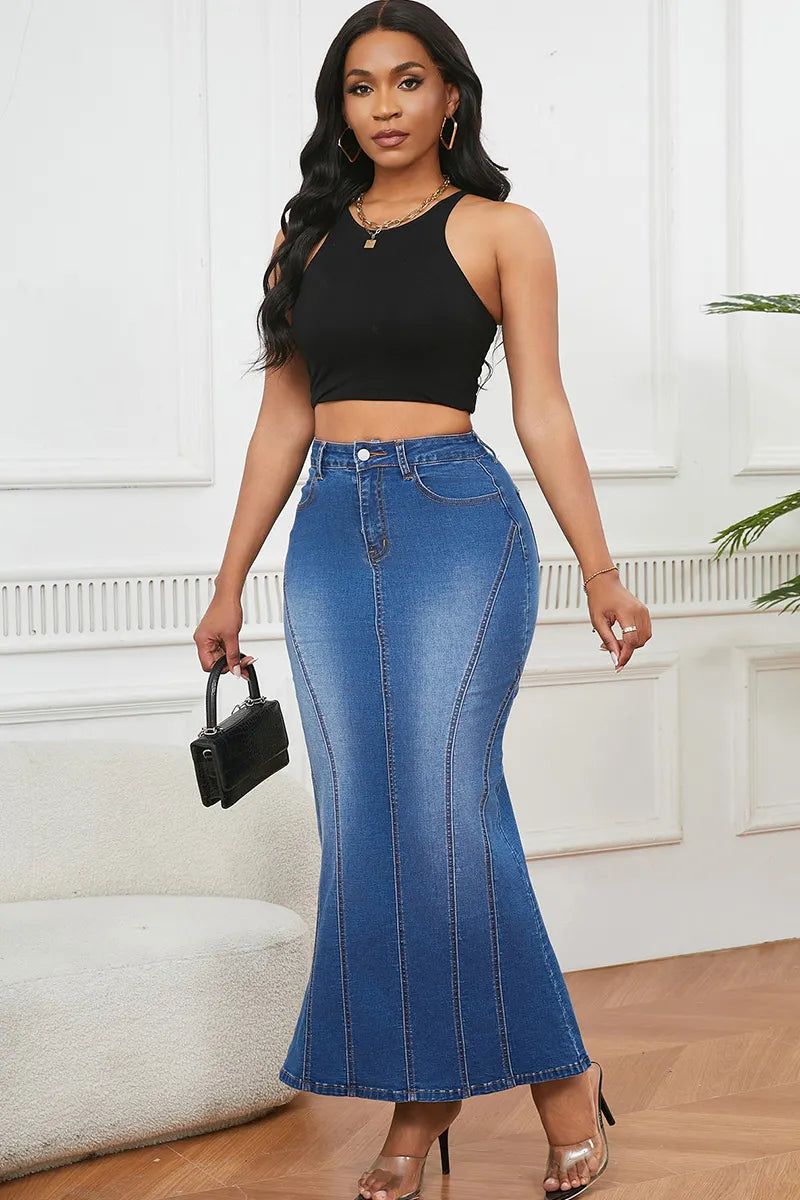 Women's Comfort Stretch Denim Mermaid Skirt