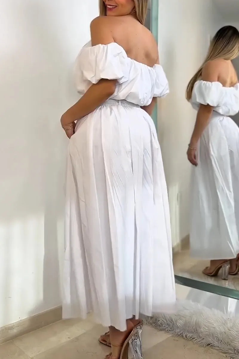 Women's One Neck Top+ Half Skirt Elegant Temperament Set