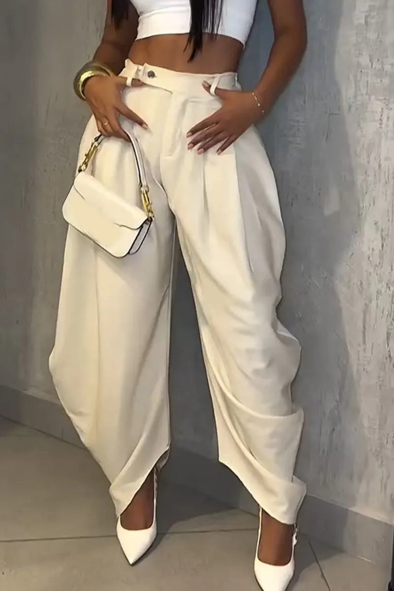 Ladies' Pleated Detail Wide-Leg Pants