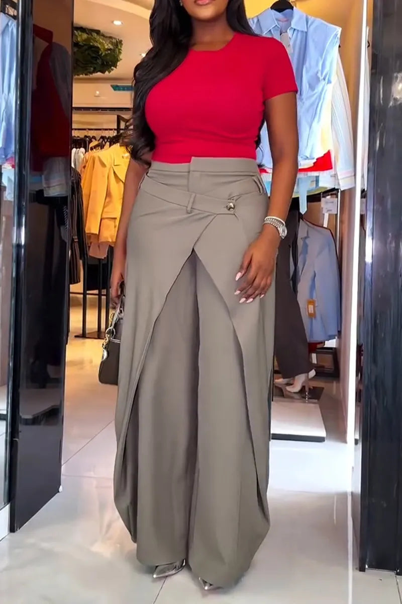 Women's Fashion Commuter Silhouette Overlap Pants