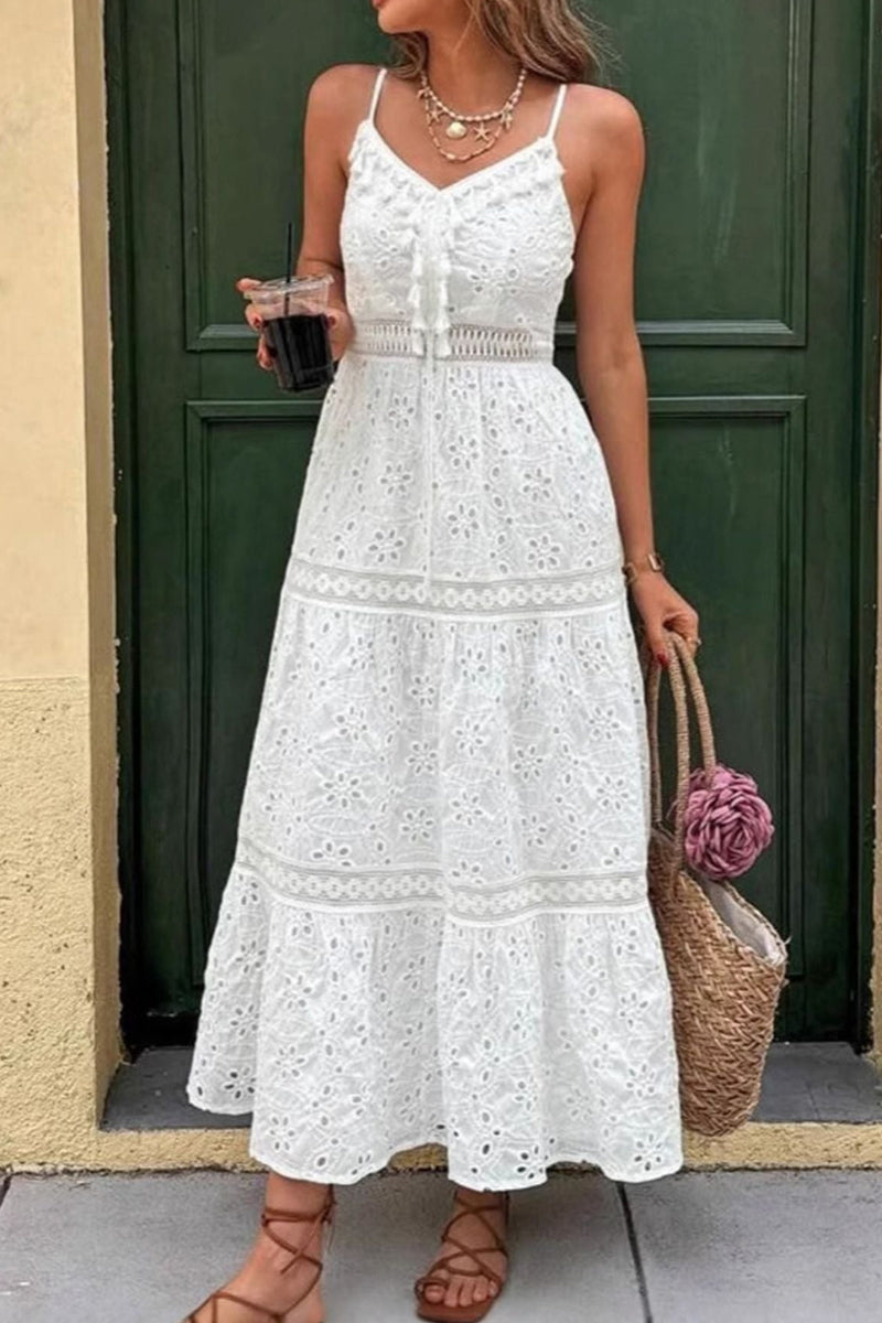 Women's Elegant Cutout Spaghetti Strap Maxi Dress
