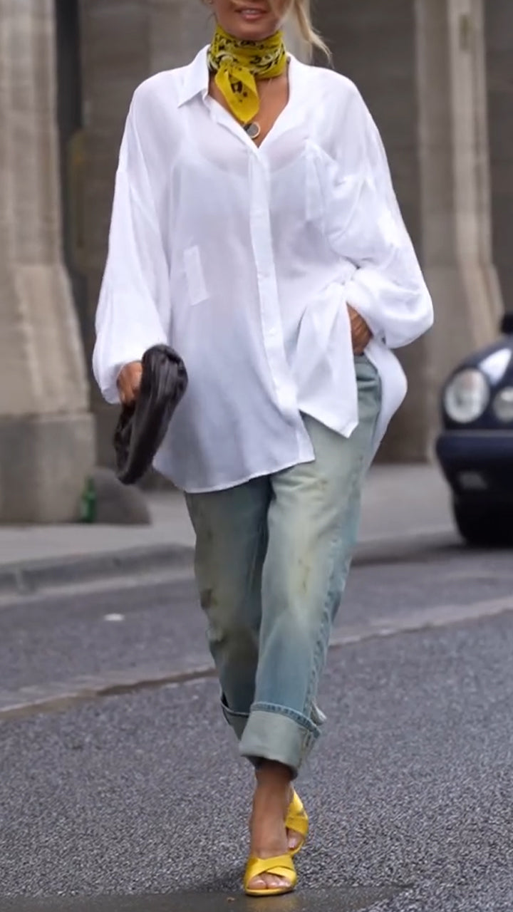 Women's Collar Loose Shirt and Pants Commuting