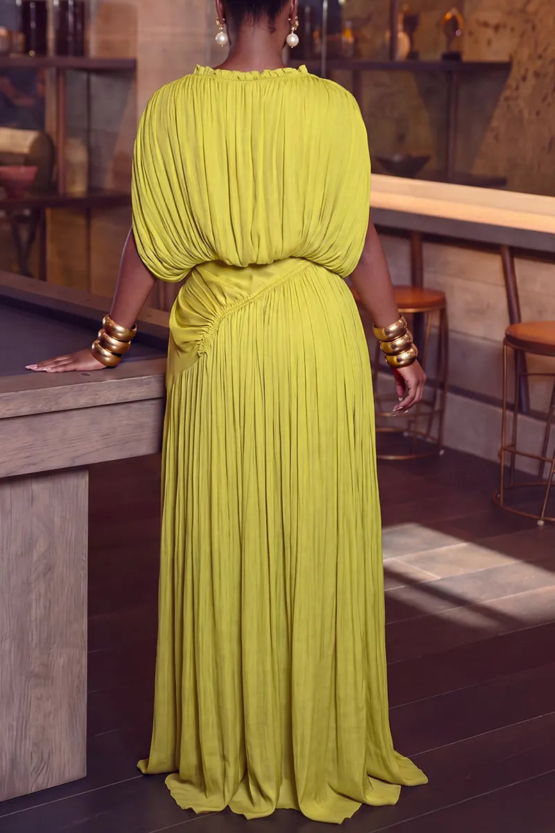 Women's Elegant Loose Pleated Full-Skirt Maxi Dress