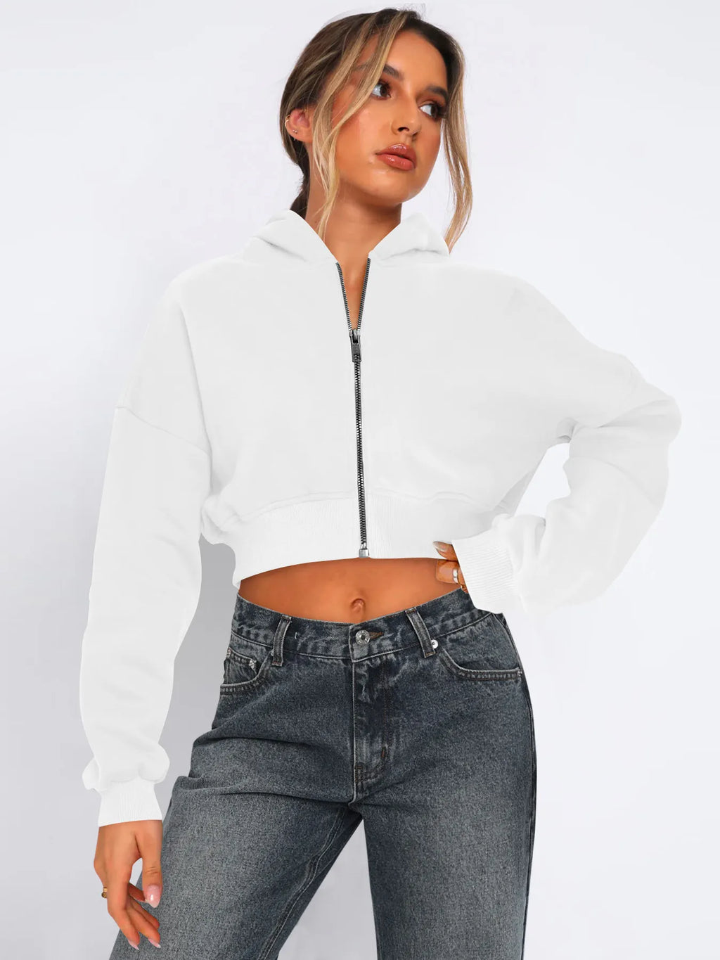 Casual Warm Short Fleece Hoodie Sweatshirt Jacket