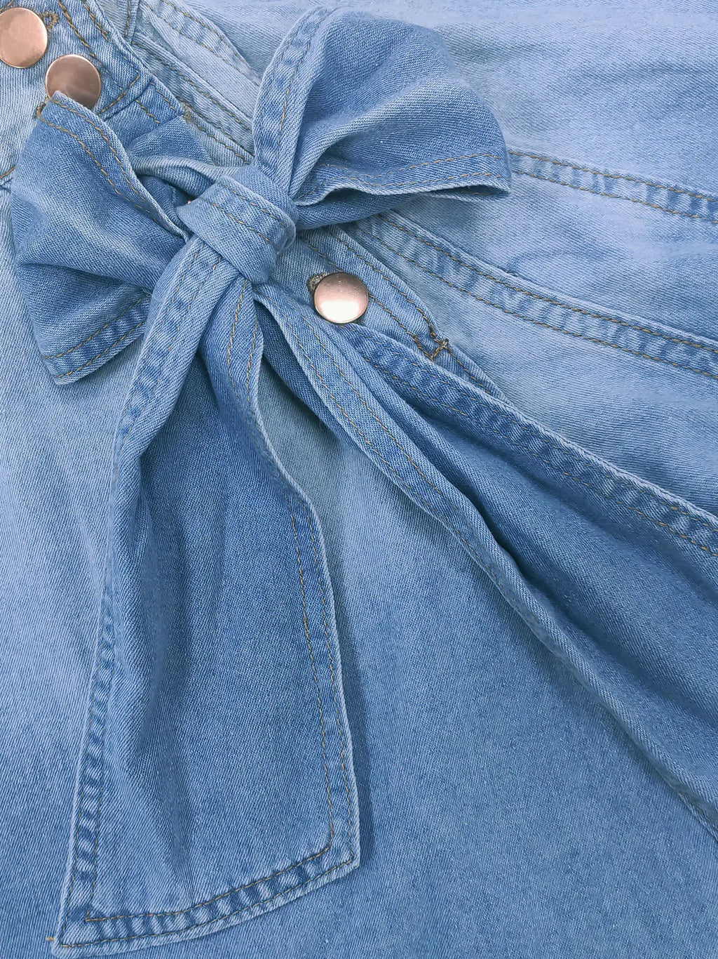 Elegant Ombre Puff Sleeve Denim Top