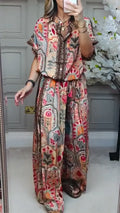 Ladies' Round Neck Printed Loose Casual Suit
