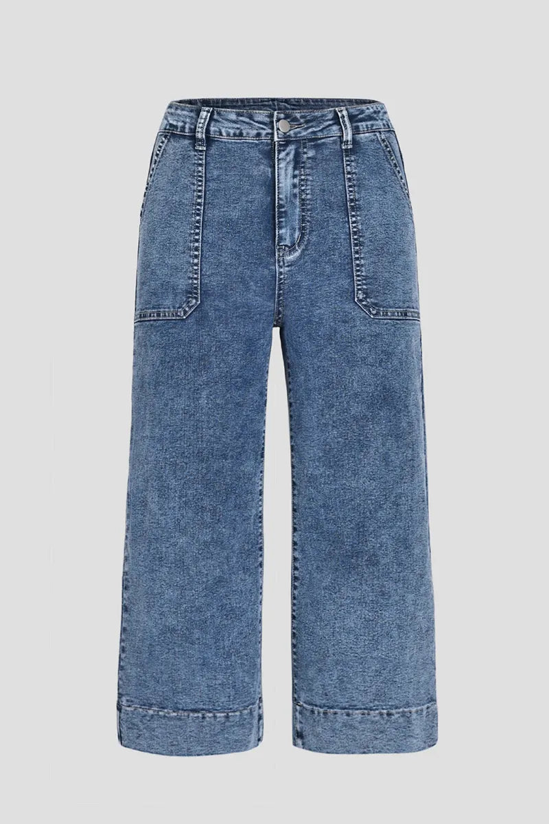 Retro French High Waisted Cropped Wide Leg Pants
