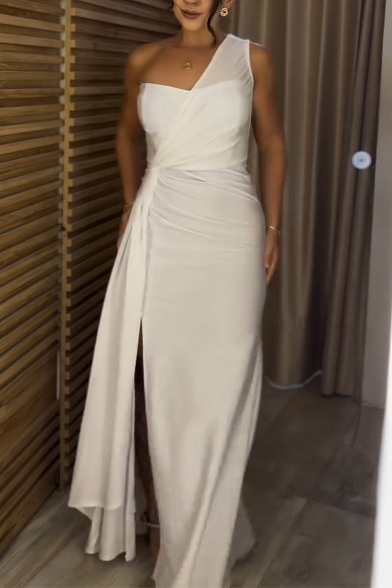 Women's Off Shoulder Patchwork Elegant Temperament Dinner Party Style Maxi Dresses