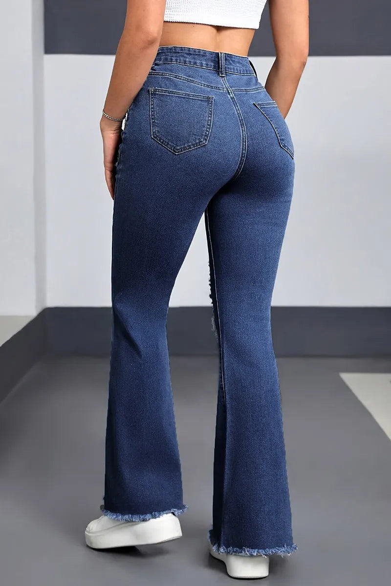Trendy Flared Heart-Detail Jeans For Women