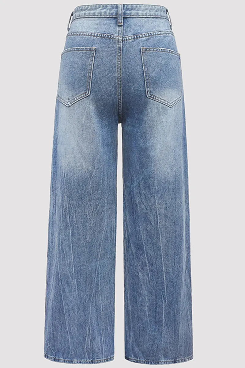 Ladies Heavyweight Side White Pearl Trim Tie-Dye Jeans