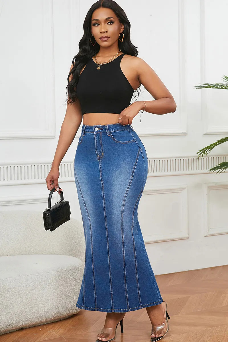 Women's Comfort Stretch Denim Mermaid Skirt