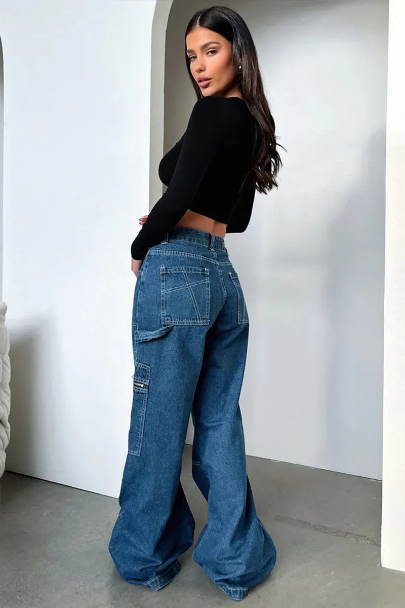 Women's Baggy Ankle-Dragging Design Jeans