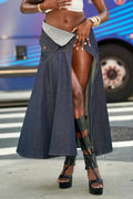 Women's Street Fashion High Slit Denim Skirt