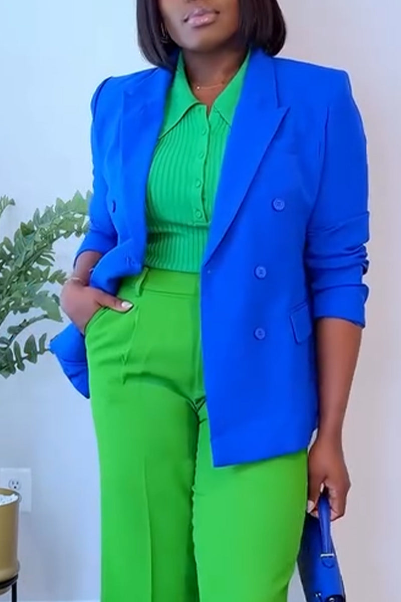 Women's Temperament Commuting Collar Double Breasted Jacket or Pants