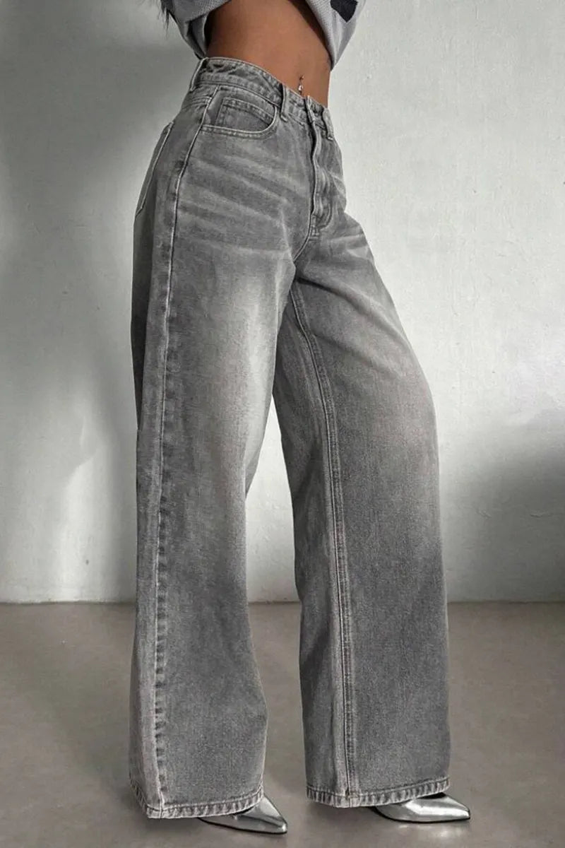 Women's Stone Grey High-Rise Stretch Jeans