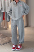 Women's Collar Half Zip Weatshirt + Pants Casual Suit