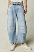 Casual Low Rise Wide Leg Relaxed Wash Jeans