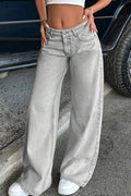 Retro Low Rise Washed Straight Leg Jeans For Women