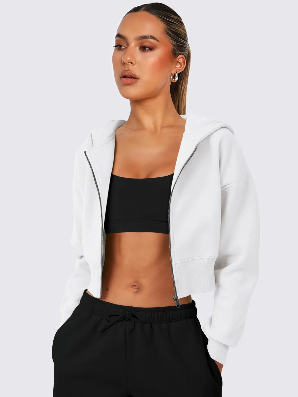 Casual Warm Short Fleece Hoodie Sweatshirt Jacket
