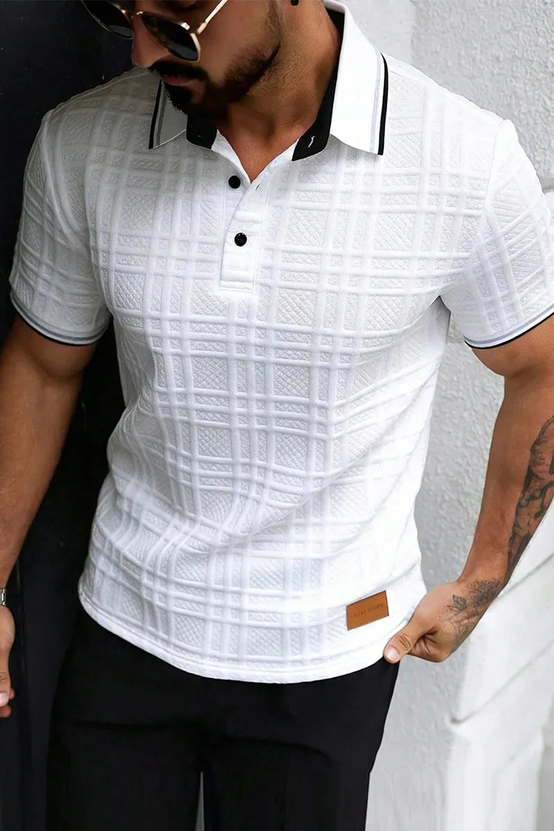 Men's Casual Commuter Patch-Up Half Placket Polo Shirt Polo Shirt For Men