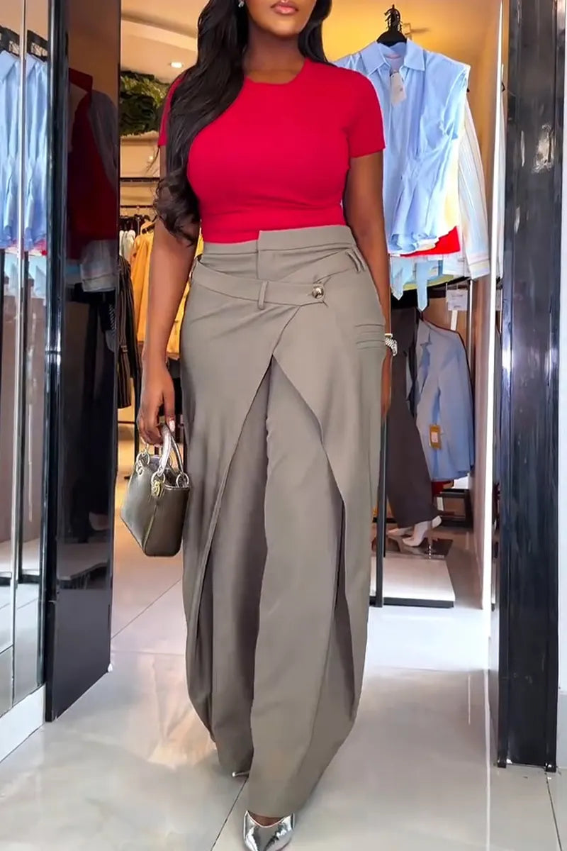 Women's Fashion Commuter Silhouette Overlap Pants