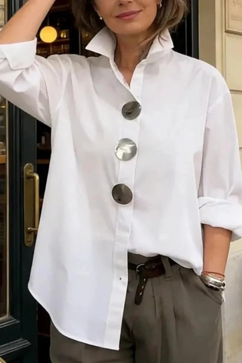 Women's Casual Button Decoration Loose Versatile Shirt