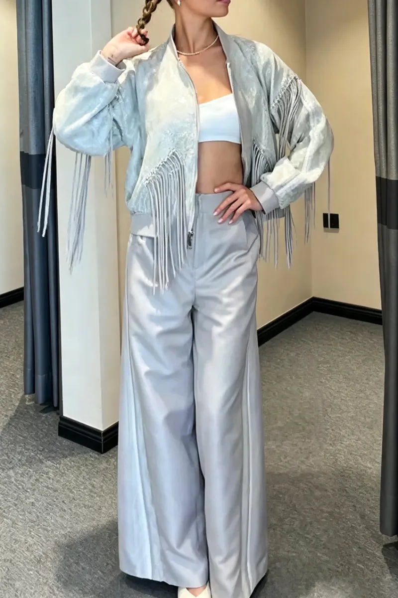 Women's Elegant Casual Patchwork Tassel Jacket or Pants