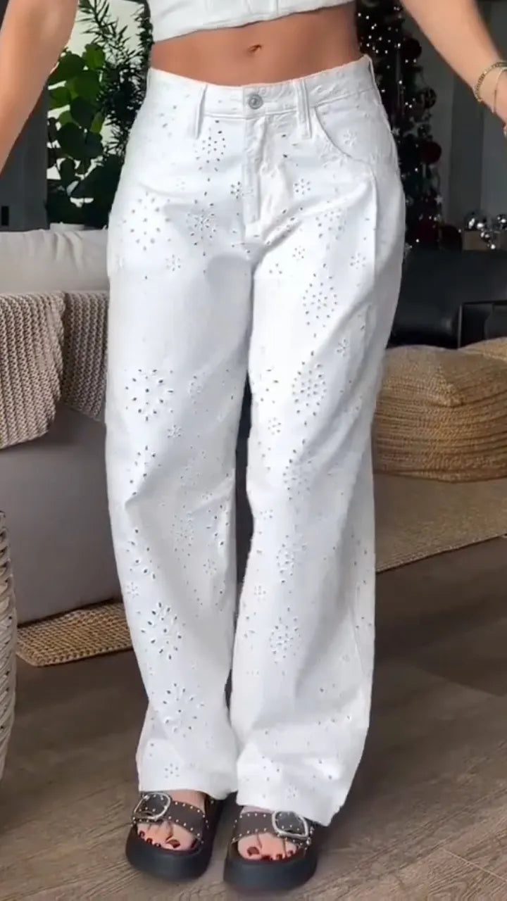 Women's Openwork Casual Jeans