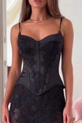 Women's Sexy Suspender Fishbone Printed Top or Lace Patterned Skirt