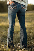 Women's Vintage  Embroidered Pocket Wash Jeans
