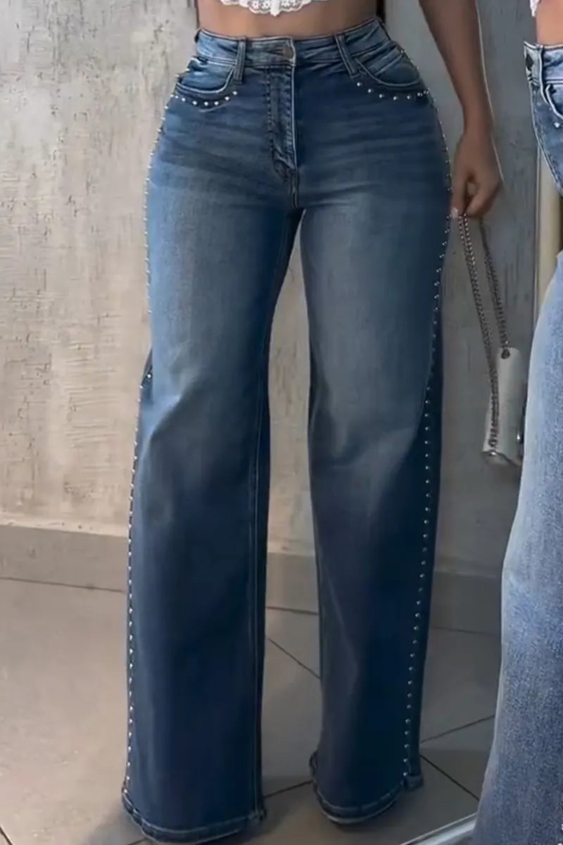 Stylish Women's Special Side Beaded Jeans