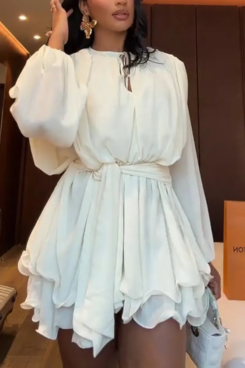 Women's Round Neck Patchwork Irregular Elegant Casual Dress
