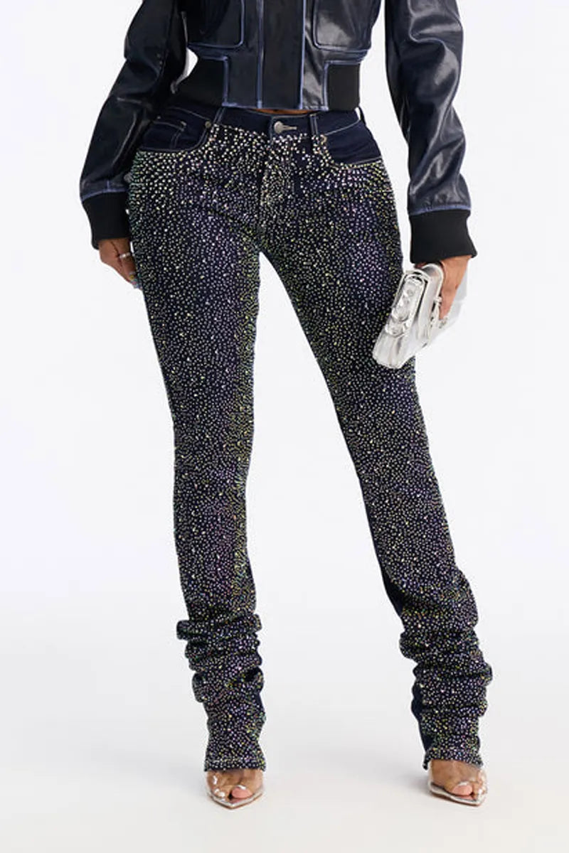 Ladies' Hot Selling Diamond Casual Slim Fit Jeans
