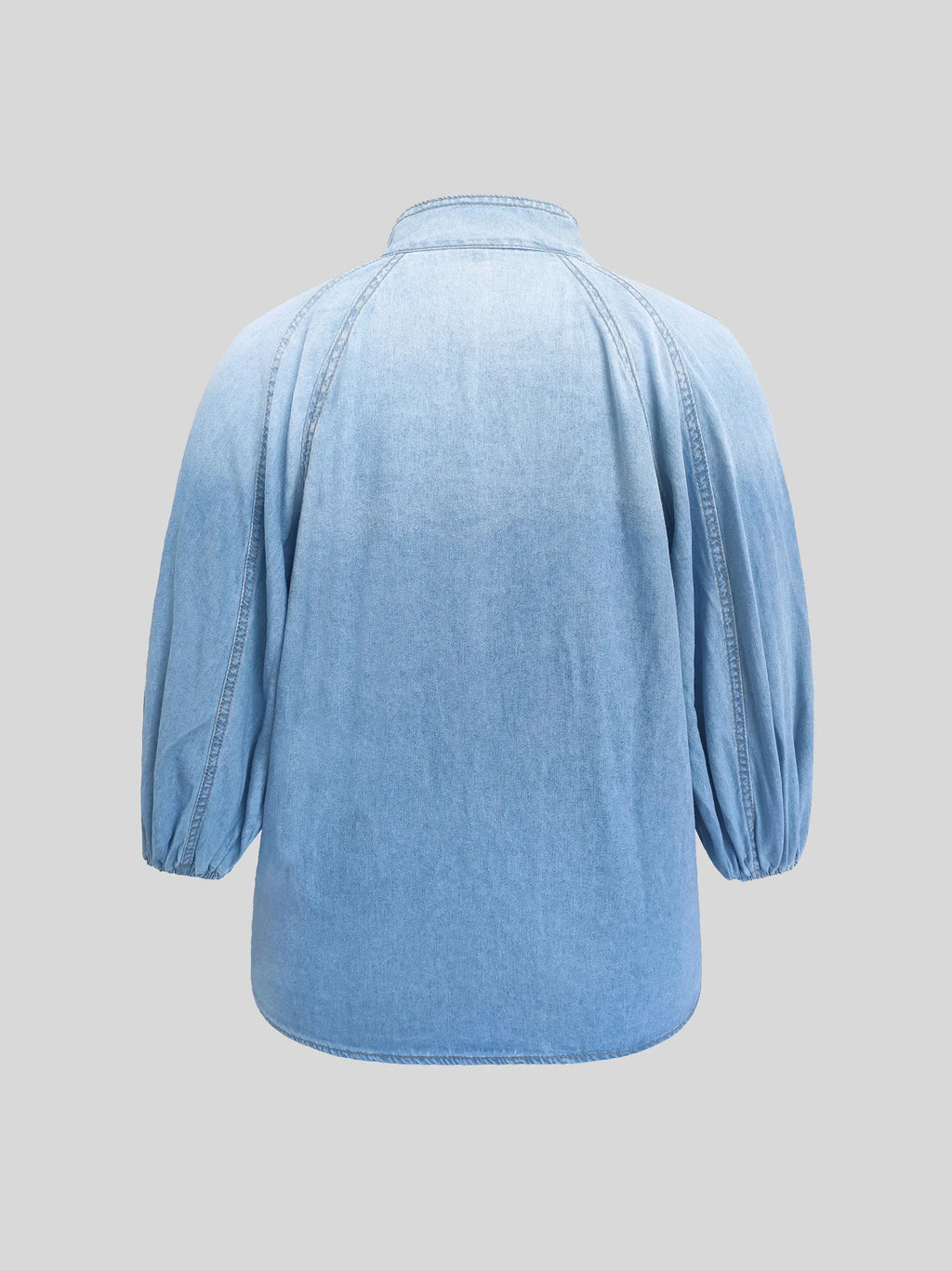 Elegant Ombre Puff Sleeve Denim Top
