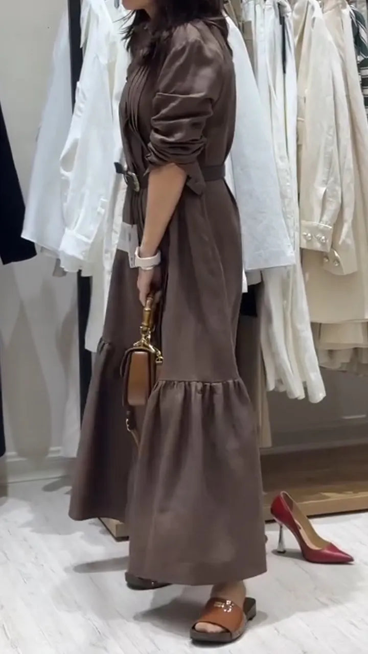 Ladies' Lapel Splicing Casual Style Dress