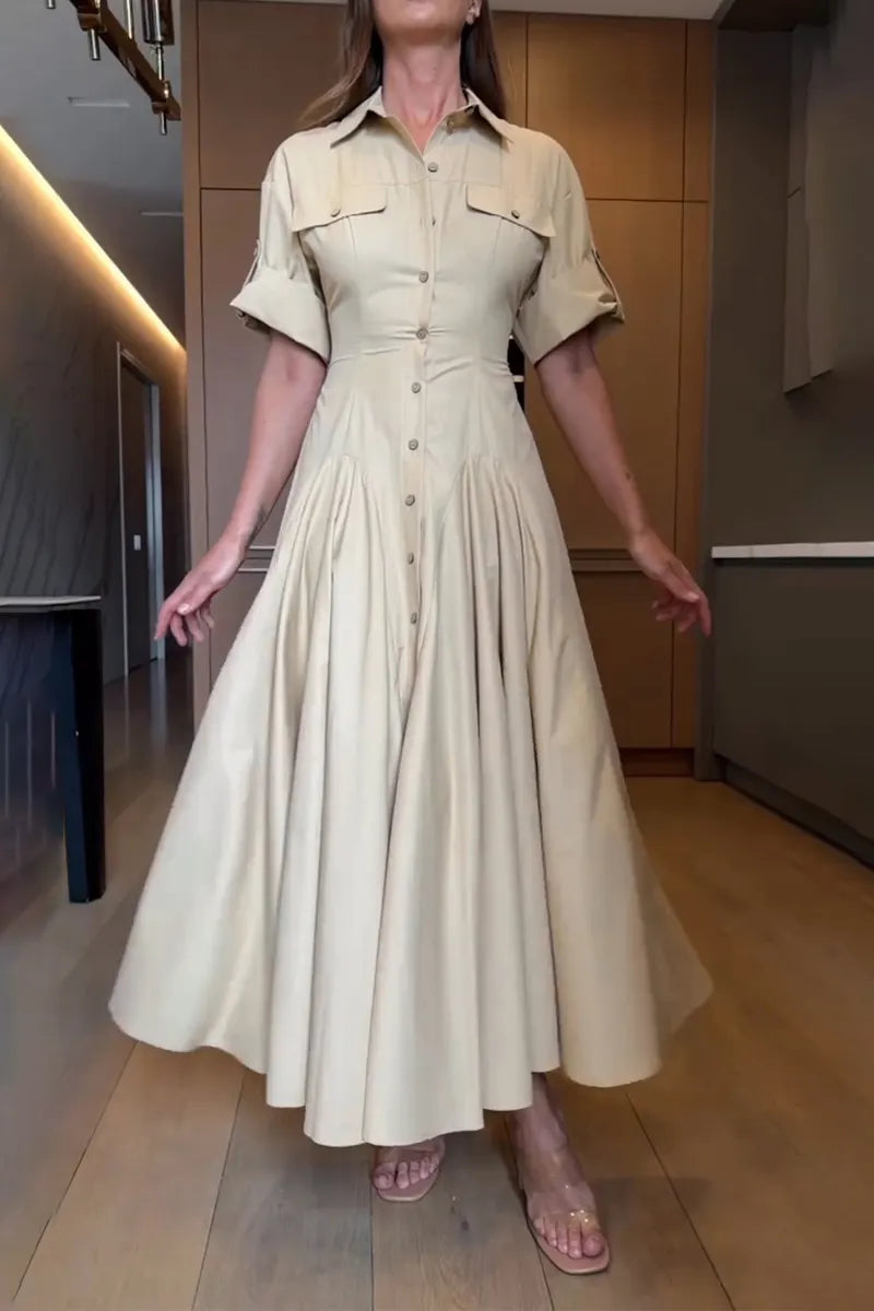 Women's Collar and Buckle Elegant Casual Dress
