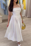 Women's Neck Hanging Patchwork Solid Color Elegant Casual Dress