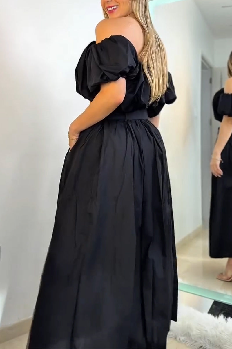 Women's One Neck Top+ Half Skirt Elegant Temperament Set