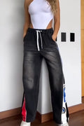Women's Washed and Spliced Casual Jeans