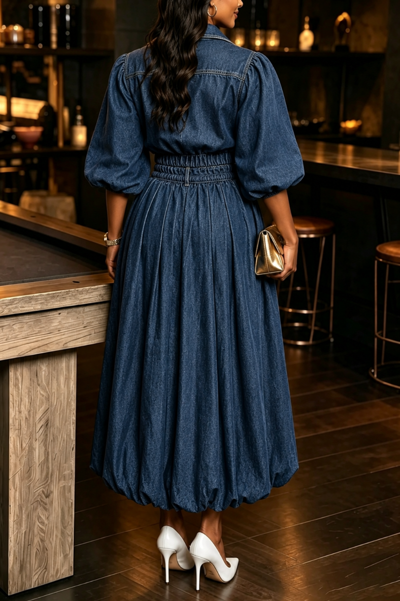 Women's Casual Collar Denim Short Jacket or Denim Half Skirt
