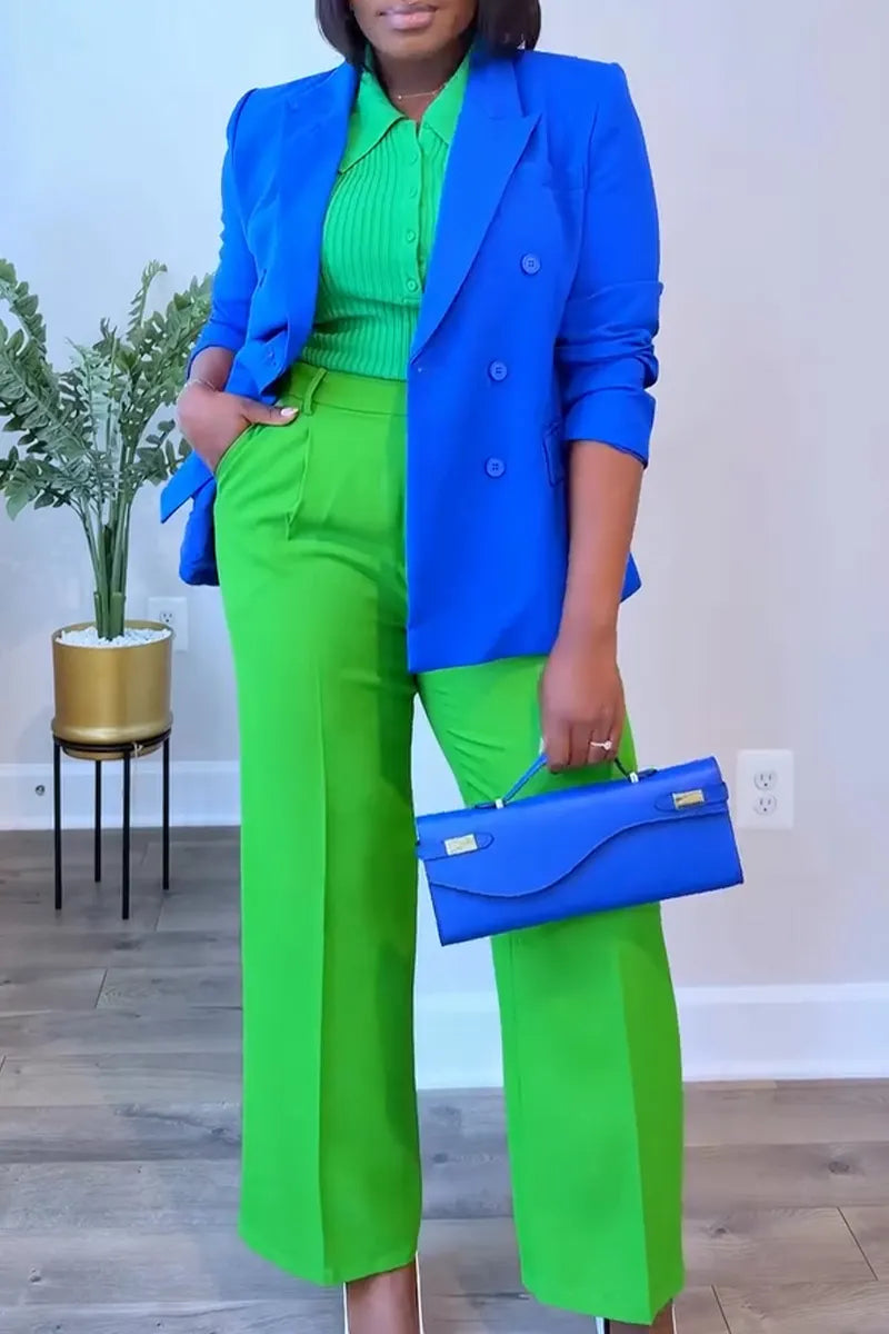 Women's Temperament Commuting Collar Double Breasted Jacket or Pants